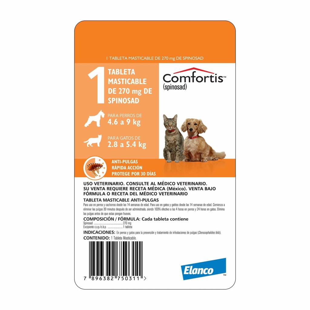 Comfortis Perros 4,6-9 kg / Gatos 2,8- 5,4 kg Naranja