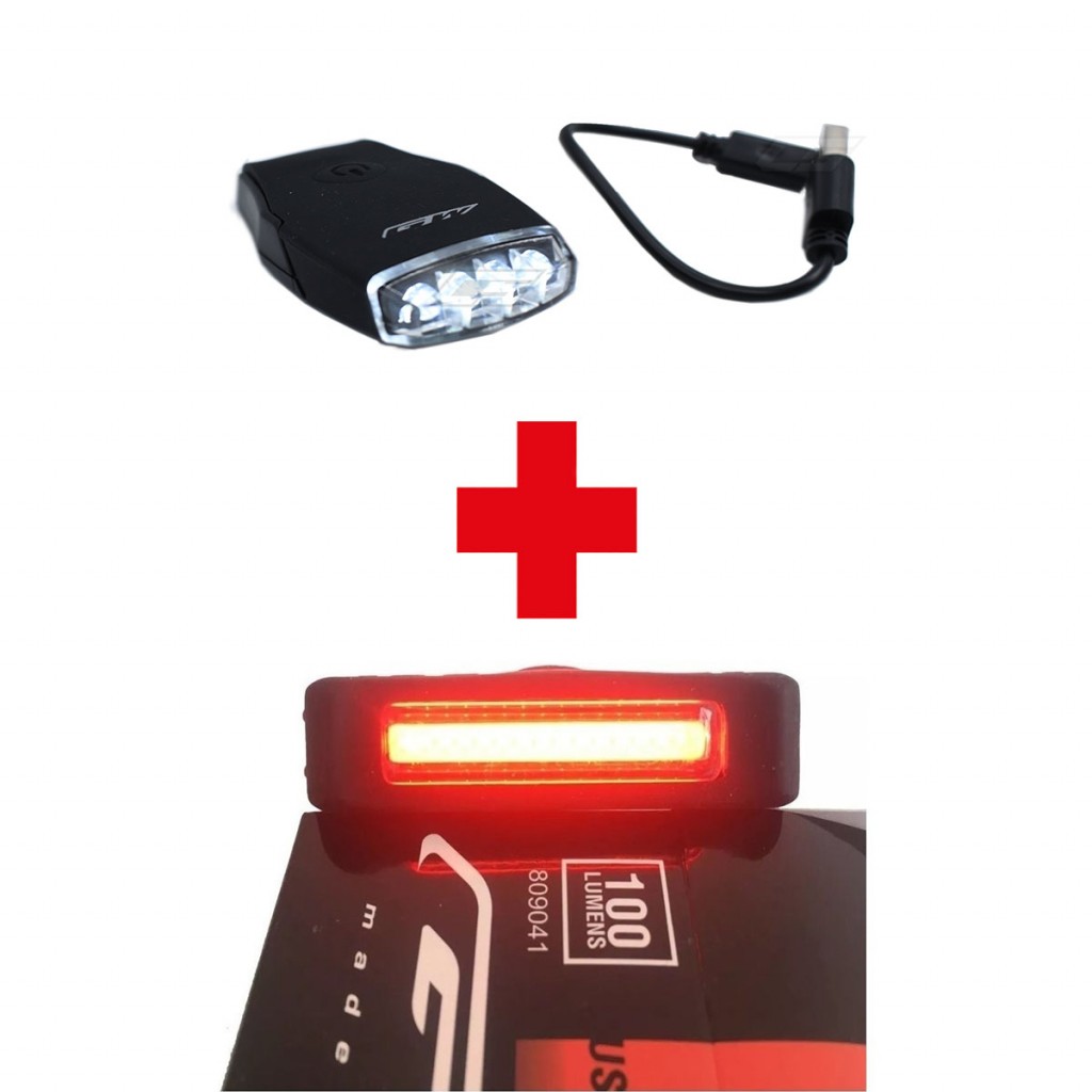 Combo Luces Gw Delantera Xc-180w + Trasera 035rb Bicicletas