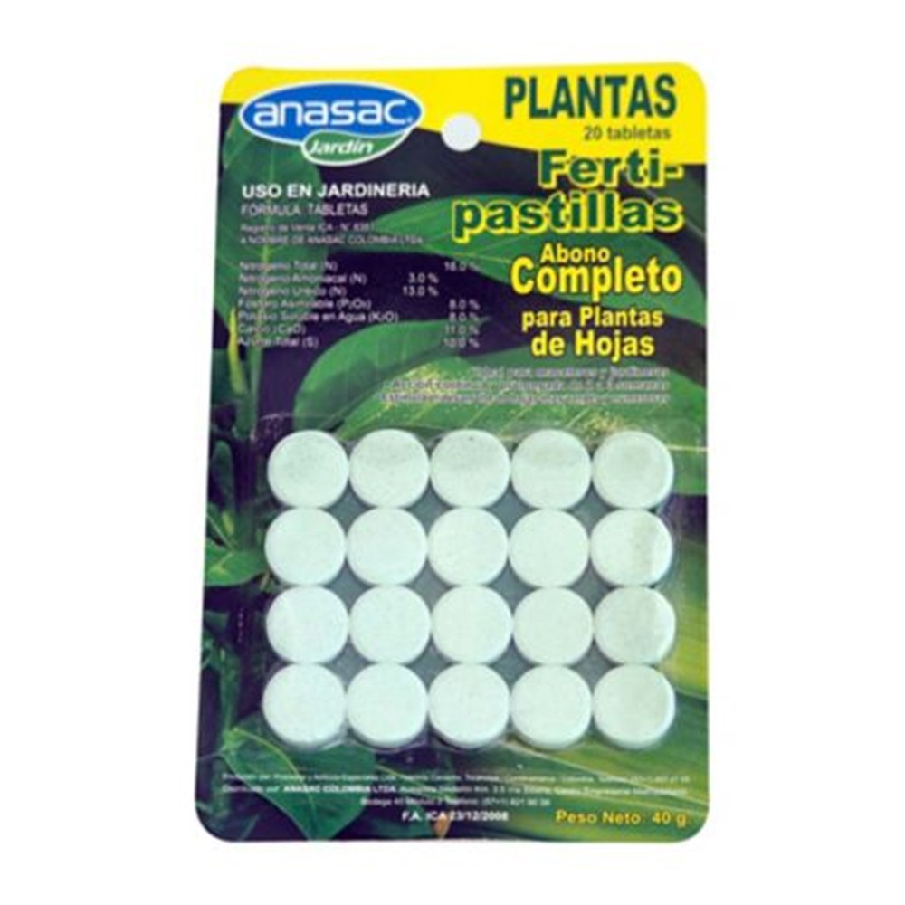 Fertipastillas Follaje Blister x 20 Und