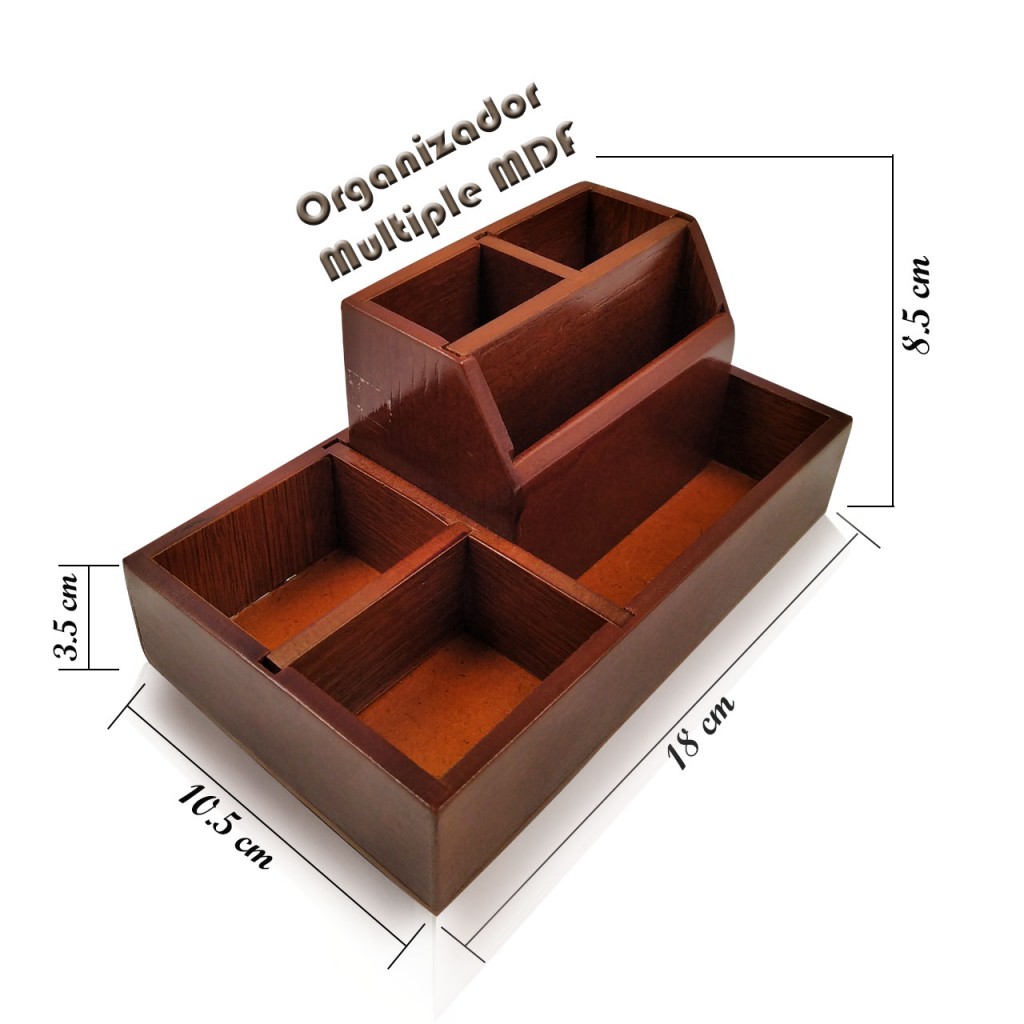 Organizador Múltiple Madera Oficina Escritorio Papelería