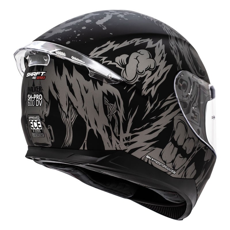 Casco Integral SHAFT PRO 600 Walker Cerficiado Negro Mate Gris Talla S