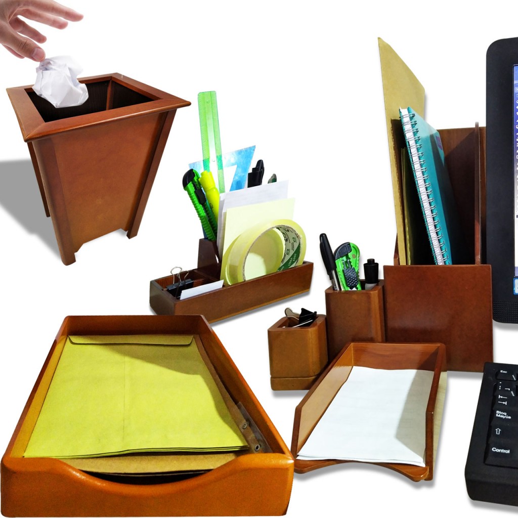 Set Oficina Funcional Madera Escritorio Papelería Trabajo