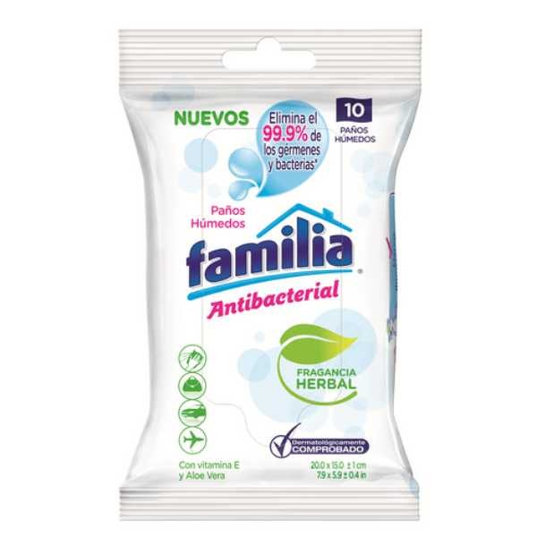 PAÑOS HUMEDOS FAMILIA PORTABLES  x 10UND