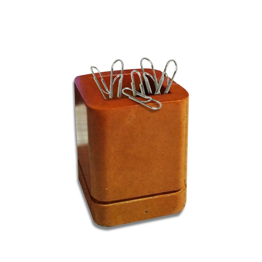 Porta Clips Madera Oficina Papelería Organizador Trabajo