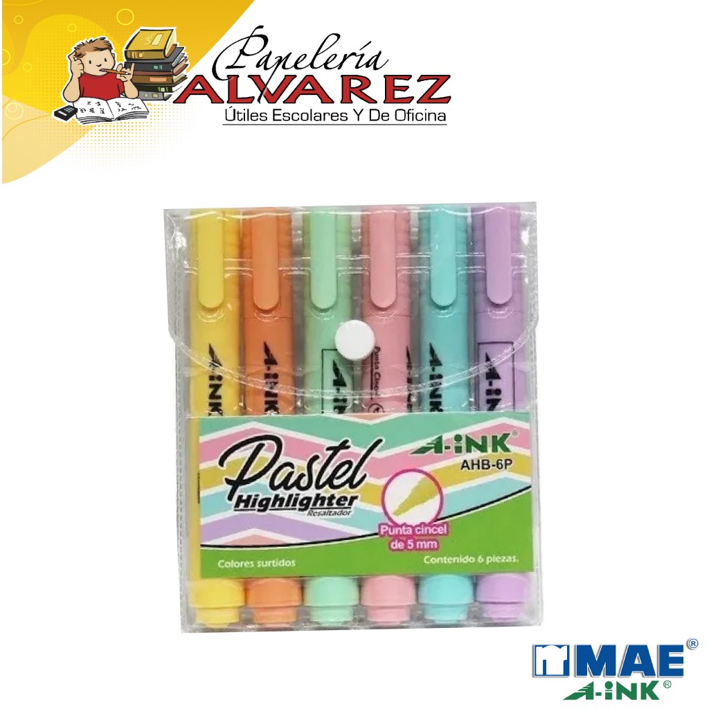 RESALTADOR A-INK X 6 COLOR PASTEL AHB-6