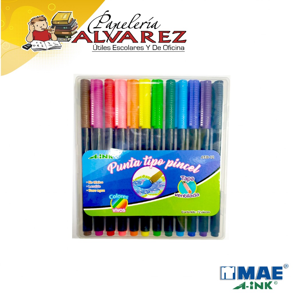 PLUMONES A-INK PUNTA PINCEL X 12 AEB-12