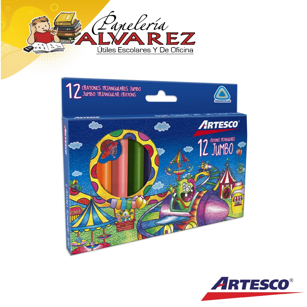 CREYON ARTESCO JUMBO X 12 + AFILADOR