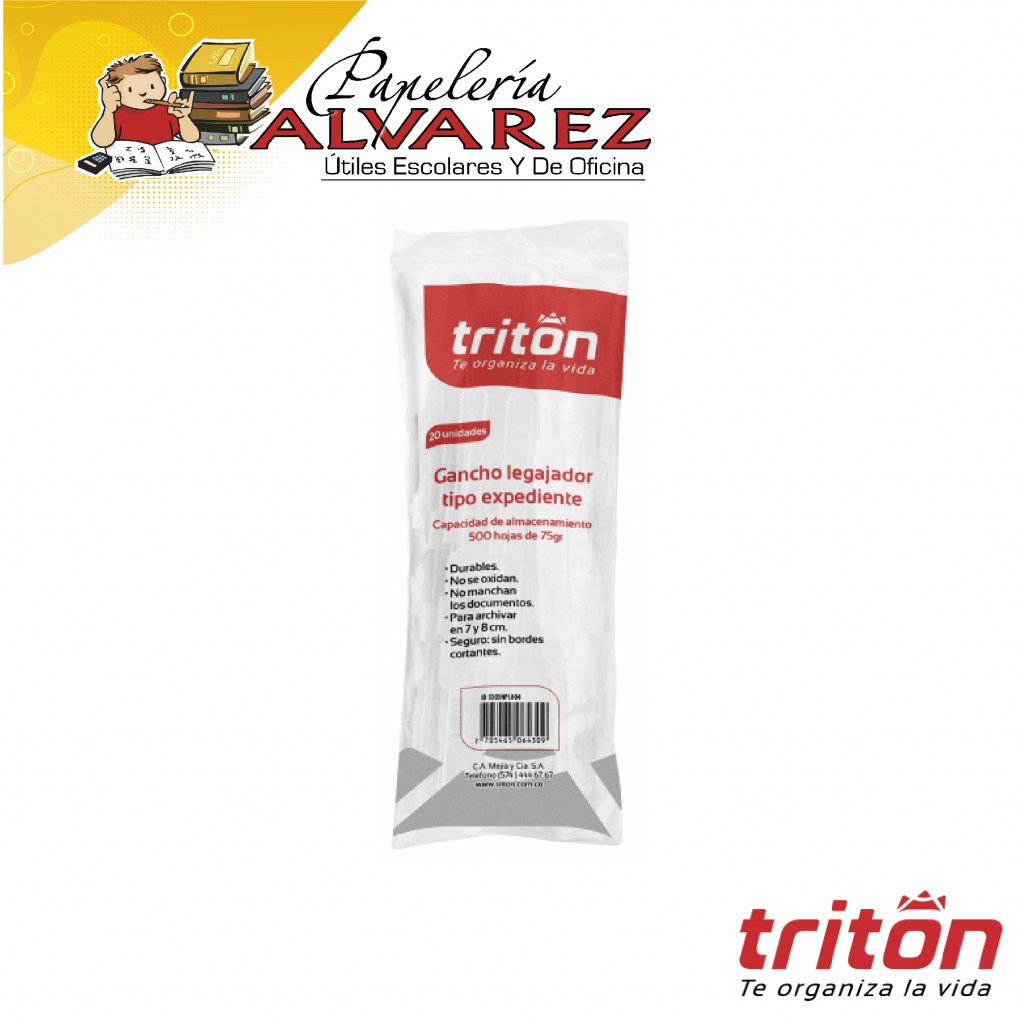 GANCHO TRITON EXPEDIENTE PLASTICO X 20