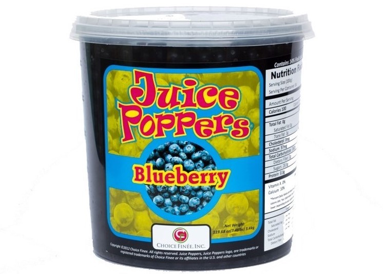 Perlas Explosivas Sabor a Arándano Azul, marca Juice Poppers x 3.400 gramos.