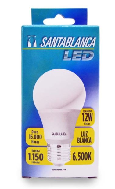 BOMBILLO LED LUZ FRIA 12W SANTA BLANCA