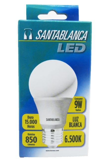 BOMBILLO LED LUZ FRIA 9W SANTA BLANCA