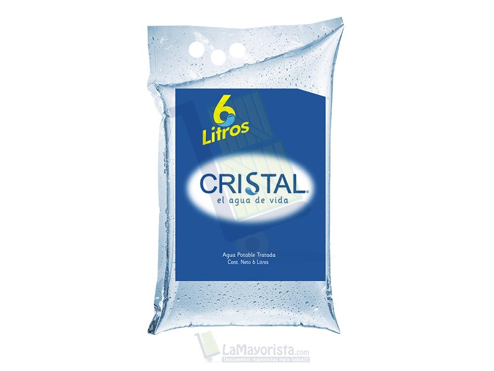 Agua Cristal Bolsa x 6L Paca X 4