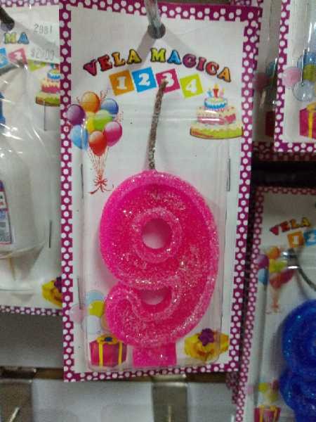 Vela numero 9 fucsia