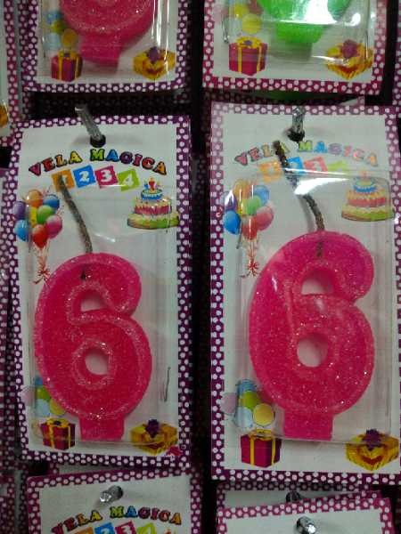 Vela numero 6 fucsia