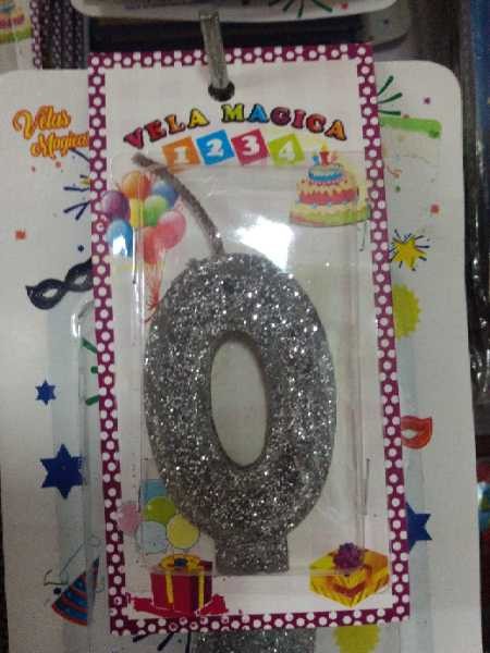 Vela numero 0 plateado