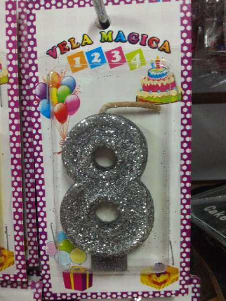 Vela numero 8 plateado