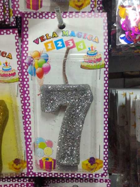 Vela numero 7 plateado
