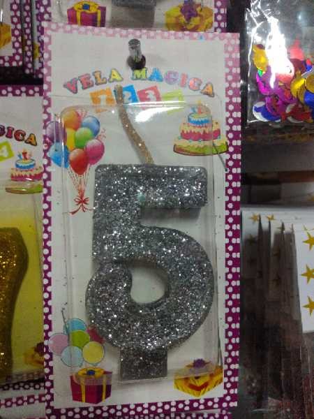 Vela numero 5 plateado
