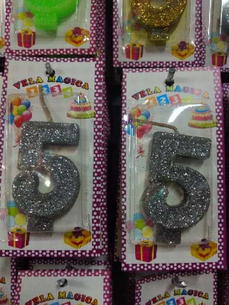 Vela numero 5 plateado