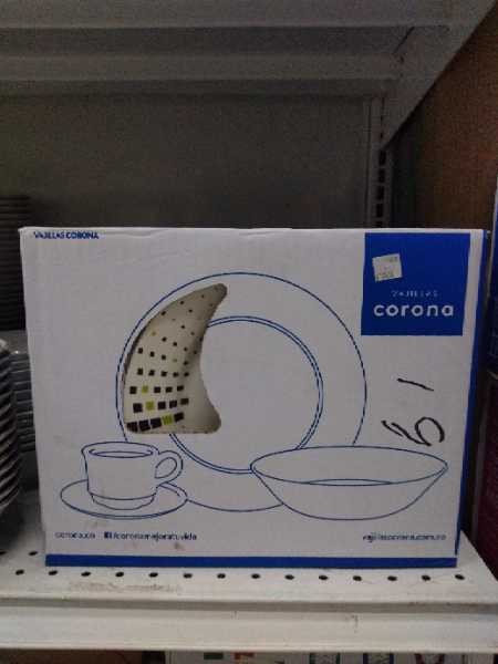 Vajilla sencilla 16 piezas 4 puestos Corona