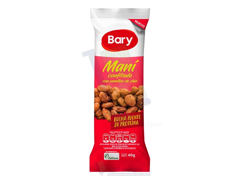 Maní Confitado Bary 40 gr Ristra x 6 Paca X 6