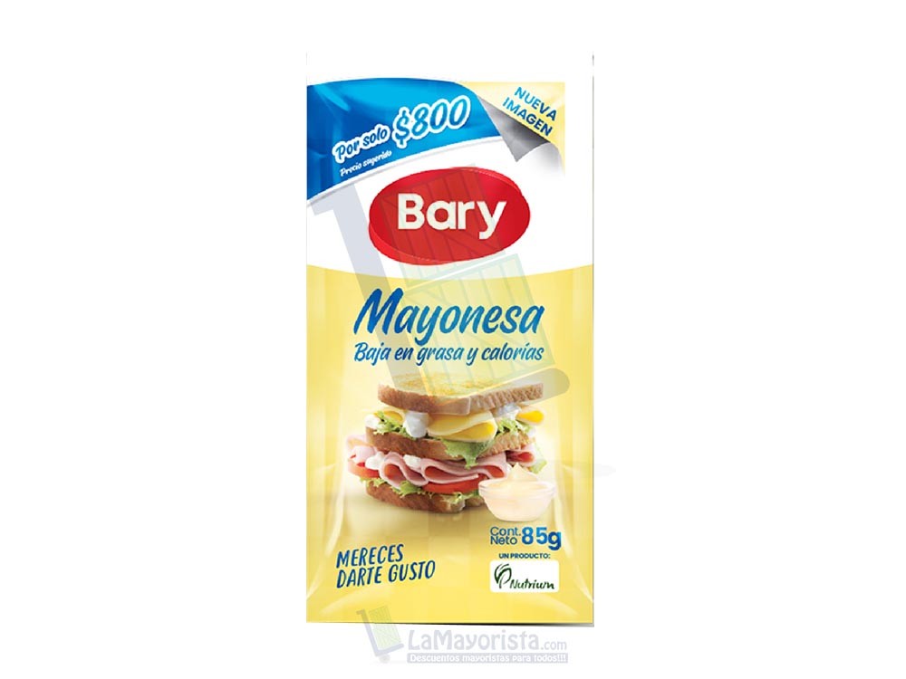 Salsa Mayonesa Bary Sachet x 85gr Paca X 12