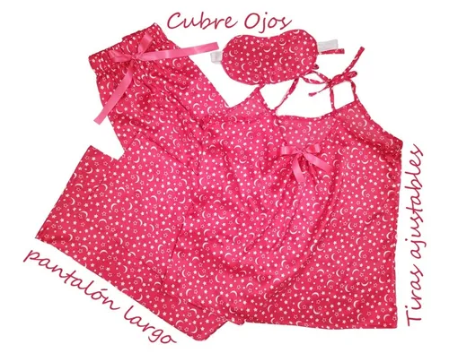 Pijama Dama Luna Estrellas Conjunto Blusa Pantalón Cubre Ojo