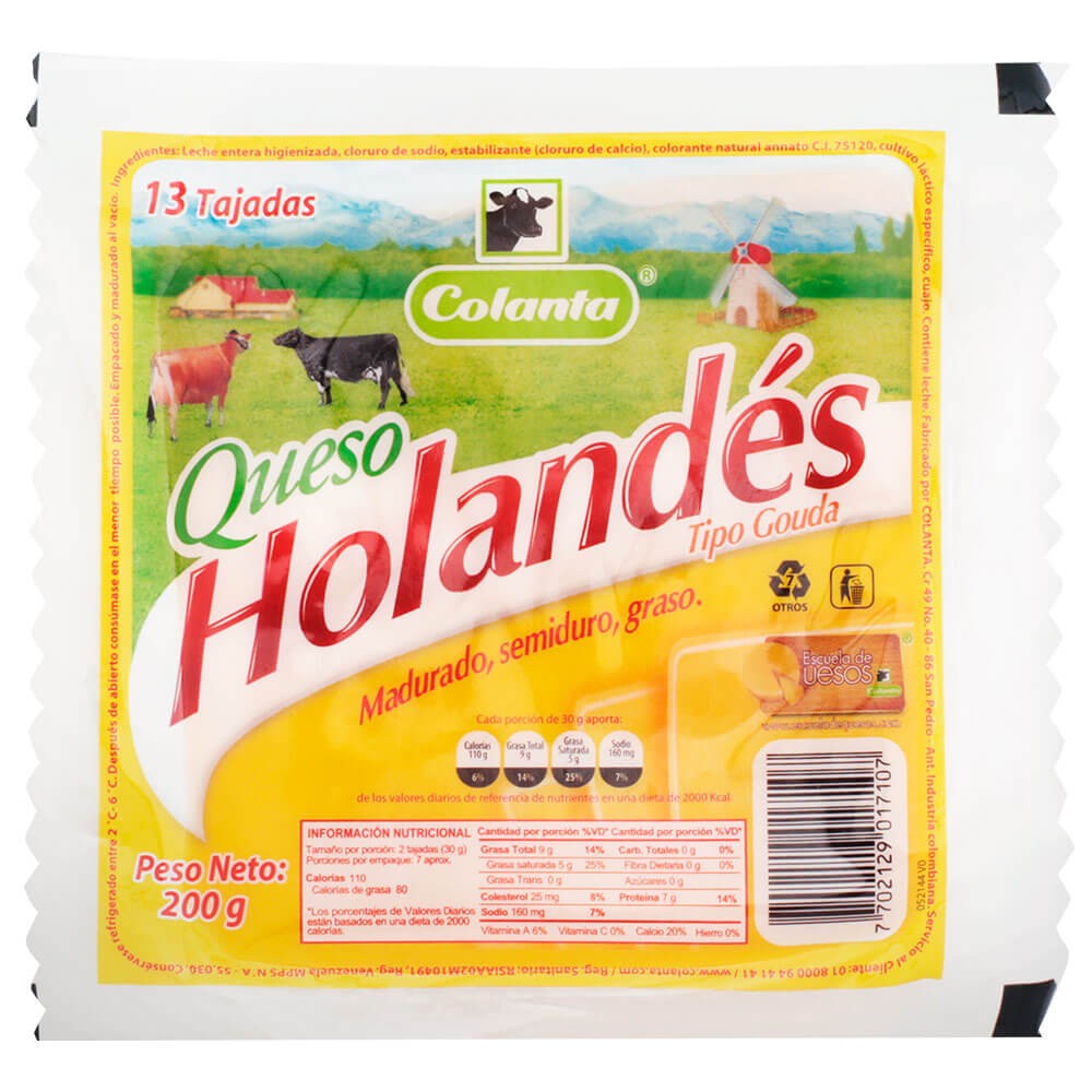 Queso Holandés Tajado – 200grs