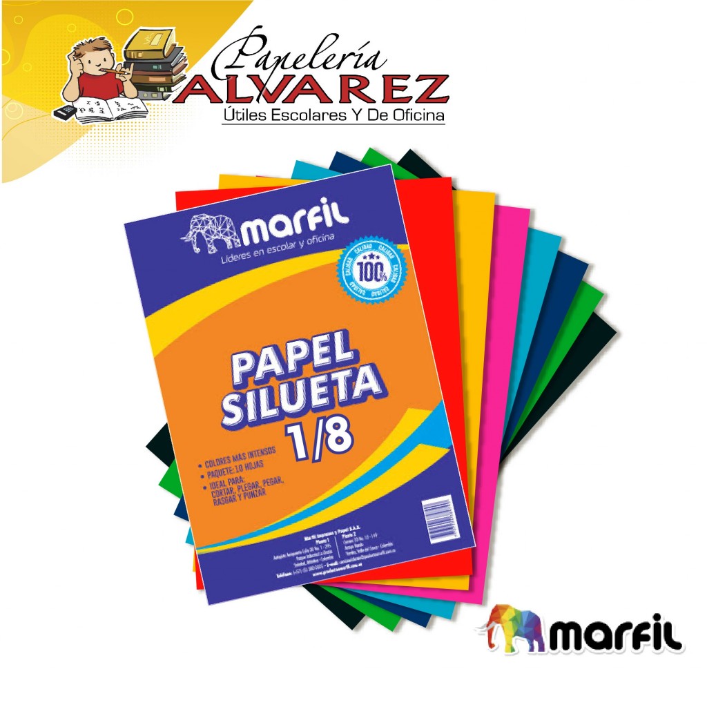 PAPEL SILUETA SURTIDO 1/8 X 7