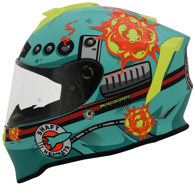 Casco Shaft 551 Spacheship Turquesa Mate Rojo Talla XL