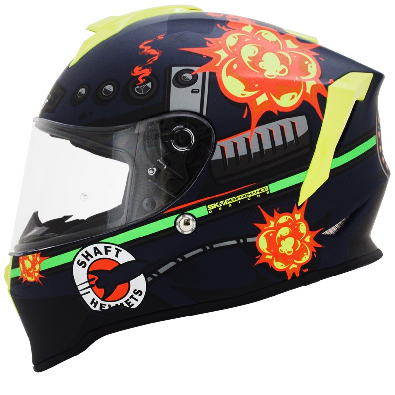 Casco Shaft 551 Spacheship Azul Navy Mate Verde Neón Talla L