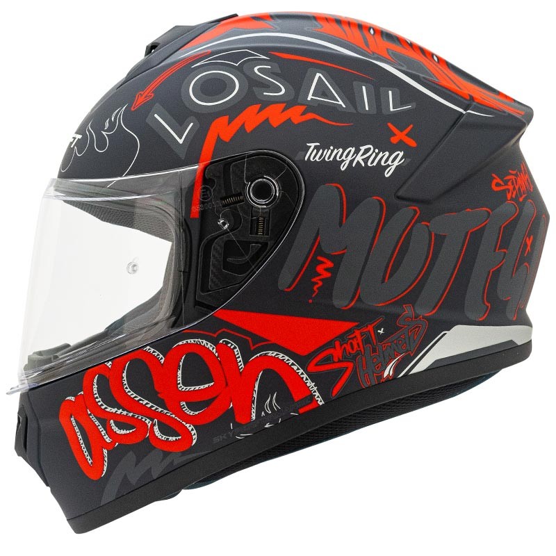 Casco Shaft 589 Circuitos_GP Negro Mate Rojo Talla L