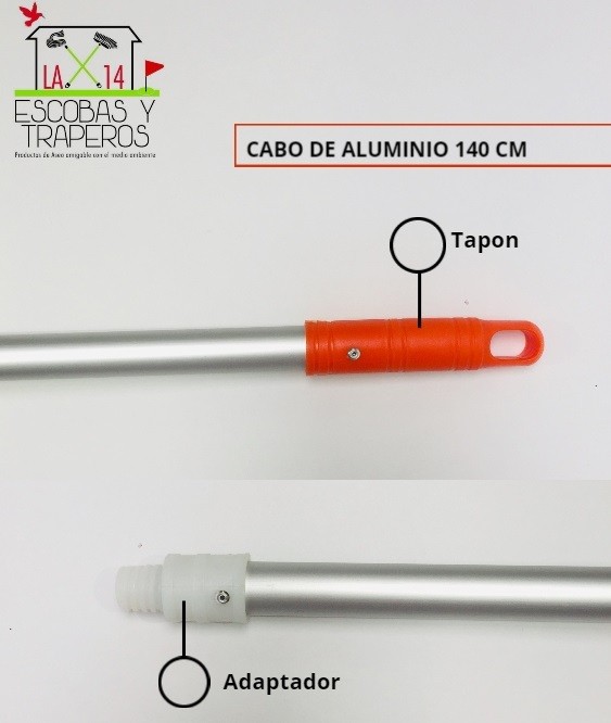 CABO DE ALUMINIO 140 CM CON TAPON INDUSTRIAL  Y ADAPTADOR FINO LA 14