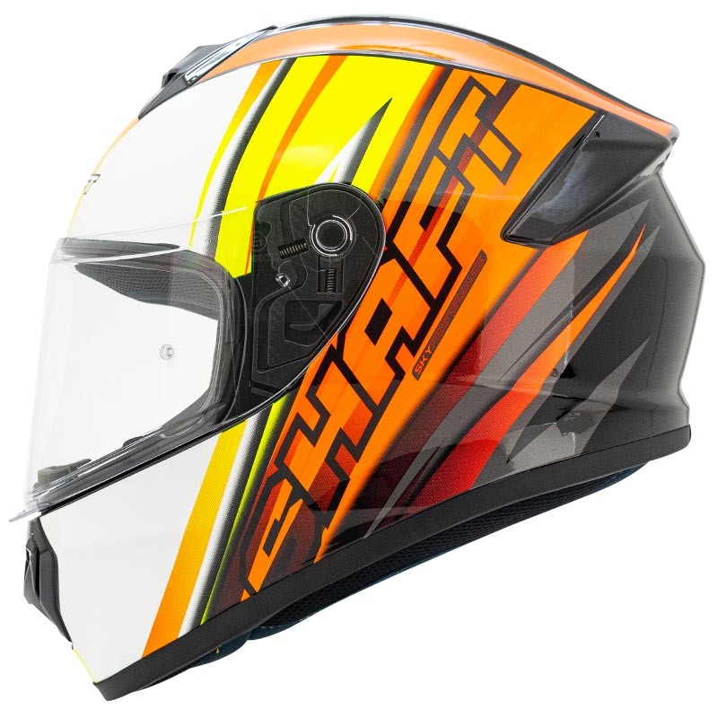 Casco Shaft 589 Dinamit Negro Brillo Naranja Neón Talla XL