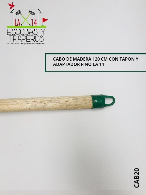 CABO DE MADERA 120 CM CON TAPON Y ADAPTADOR FINO LA 14