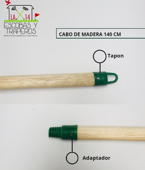 CABO DE MADERA 140 CM CON TAPON Y ADAPTADOR FINO LA 14