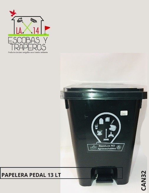 PAPELERA PEDAL 13 LITROS COLORES NUEVA NEGRA