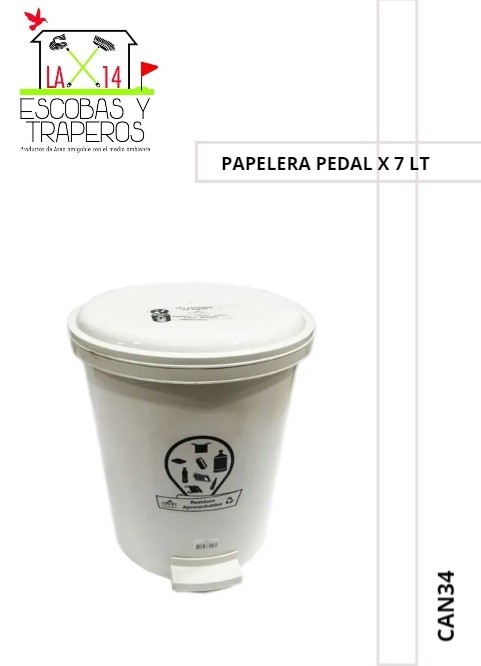 PAPELERA PEDAL X 7 LT BLANCA