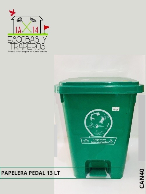 PAPELERA PEDAL 13 LITROS COLORES NUEVA VERDE