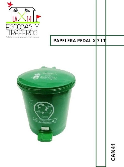 PAPELERA PEDAL X 7 LT VERDE