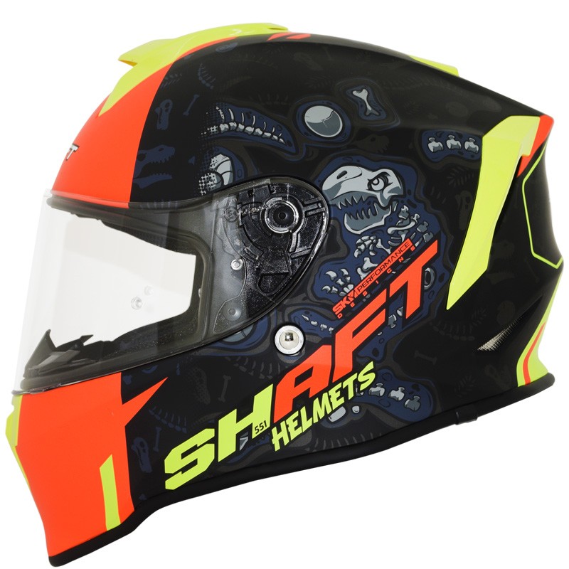 Casco Shaft 551 Fossil Negro Mate Naranja Neón Talla XL