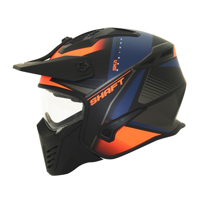 Casco Shaft 225_Pilot Lizal Negro Mate Naranja Neón Talla M