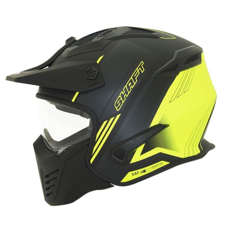 Casco Shaft 225_Pilot Kugan Negro Mate Amarillo Neón Talla M