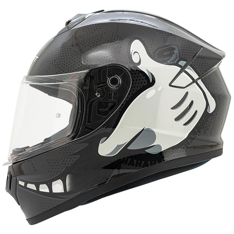 Casco Shaft 589 Jokes Negro Brillo Gris Talla L