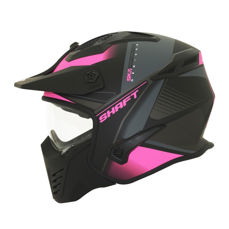 Casco Shaft 225_Pilot Lizal Negro Mate Fucsia Neón Talla M