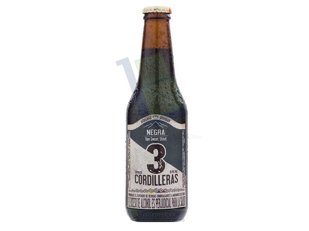 Cerveza 3 Cordilleras Negra Botella x 330 ml Paca X 24
