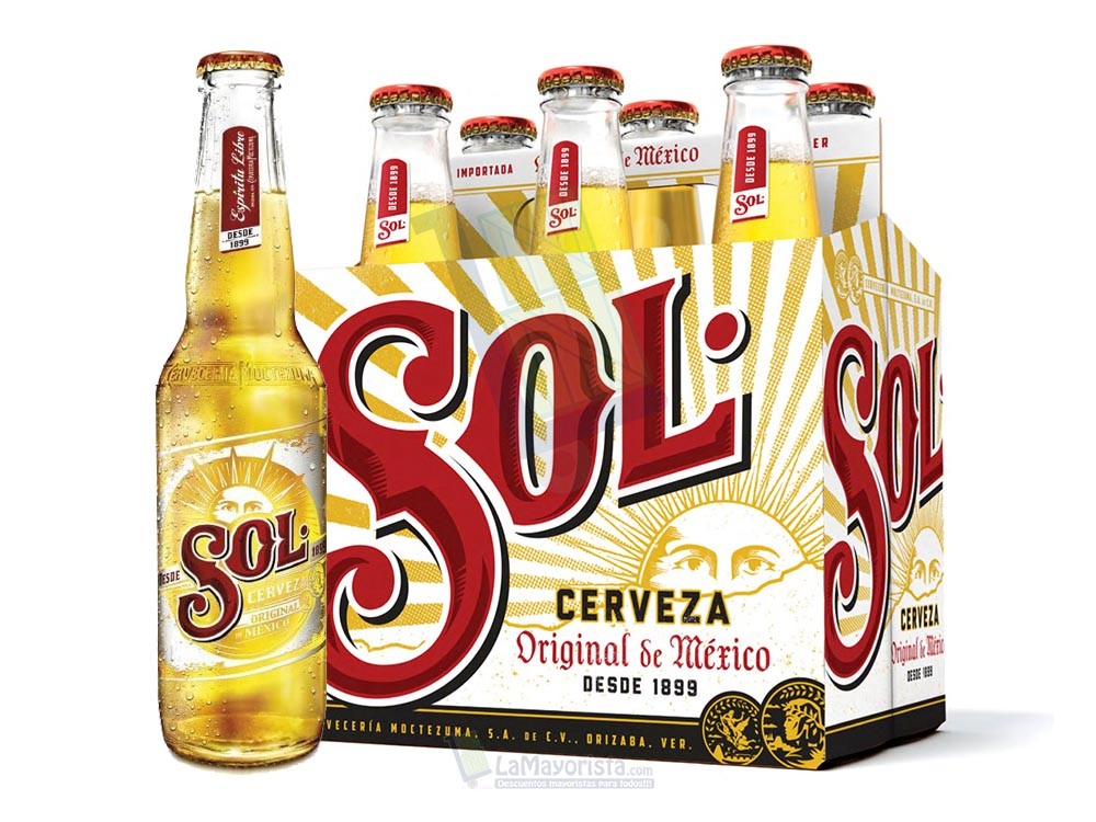 Cerveza Sol 6pack Botella x 355 ml Paca X 4