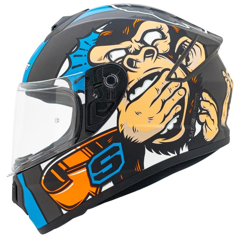 Casco Shaft 589 Monkeys_Evo Negro Mate Azul Talla L