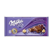 CHOCOLATINA UVAS Y AVELLANAS MILKA*100GR
