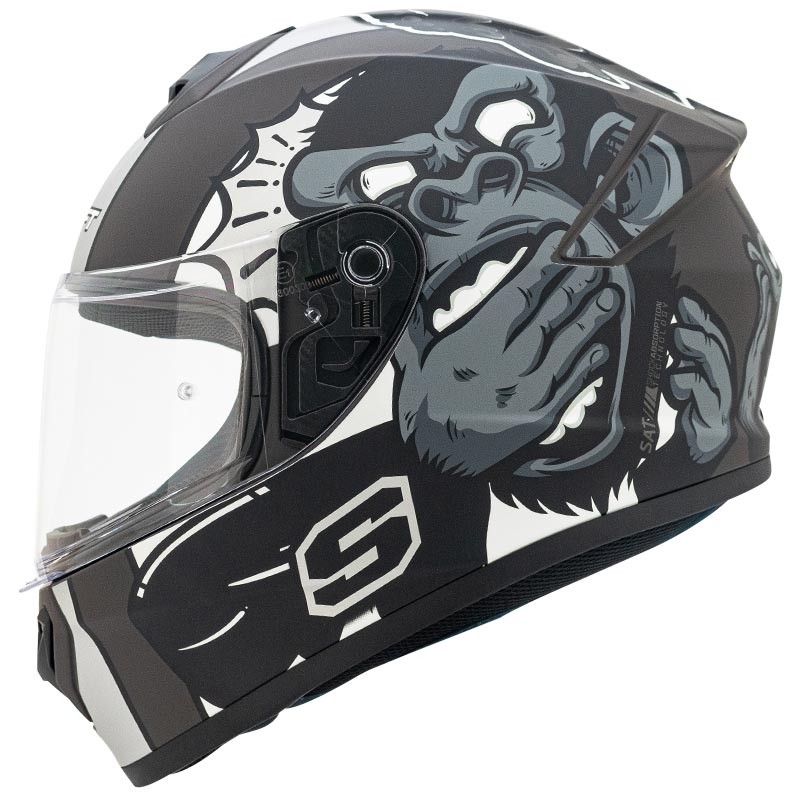 Casco Shaft 589 Monkeys_Evo Negro Mate Gris XL